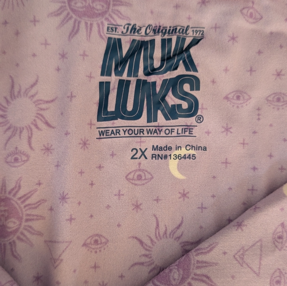 NWT Muk Luks Pajama Set Lavender Purple Celestial Themed - Picture 4 of 8